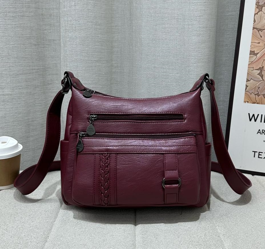 Rich Burgundy Crossbody Bag - Everyday Elegance and Practical Design